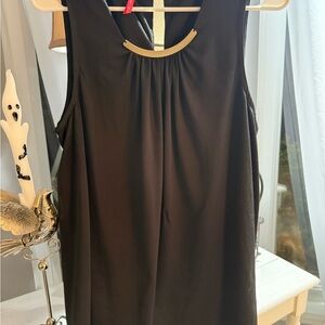 Ruby Ribbon Black Dress with Gold Detail